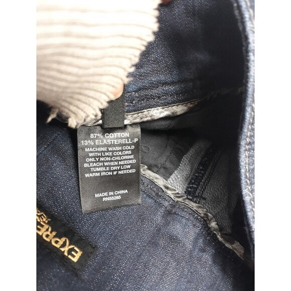 Y2K EXPRESS‎ JEANS Stretch DENIM HIGHWAIST SKIRT Size 8 Zip Buttonfly 17" length - Picture 11 of 11